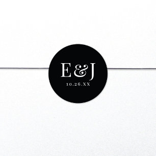 Elegante Klassieke Vintage Typografie Zwarte Trouw Ronde Sticker