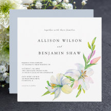 Elegante Klassieke Waterverf Bloemen Bruiloftsinvi