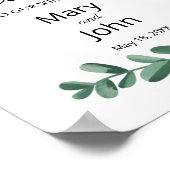 Elegante Klassieke Waterverf Groene Bladeren Trouw Poster (Hoek)