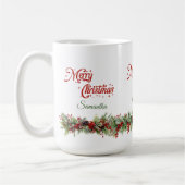 Elegante klassieke waterverf kerstkrans koffiemok (Links)