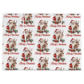 Elegante klassieke waterverf Santa rendier holly Groot Cadeauzakje (Voorkant)