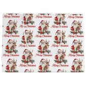 Elegante klassieke waterverf Santa rendier holly Groot Cadeauzakje (Achterkant)