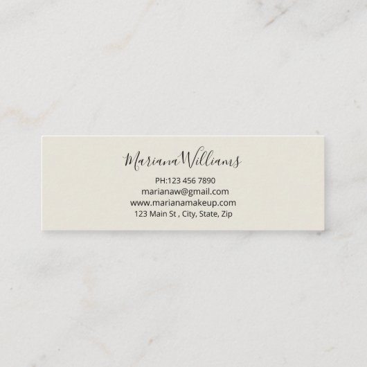 Elegante klassieke waterverf vlinder make-up artis mini visitekaartje (Achterkant)