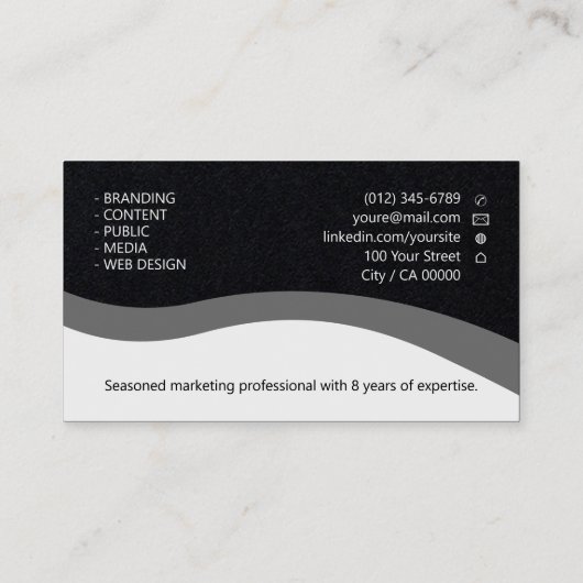 Elegante klassieke werkzoekende minimaal schoon zw visitekaartje (Achterkant)