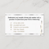 Elegante klassieke werkzoekende minimale effen wit visitekaartje (Achterkant)