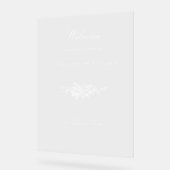 Elegante klassieke witte bloemen welkom acryl bord (Hoek)