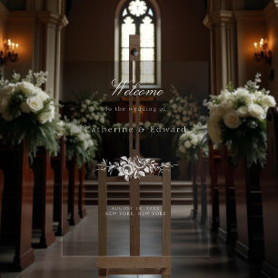 Elegante klassieke witte bloemen welkom acryl bord