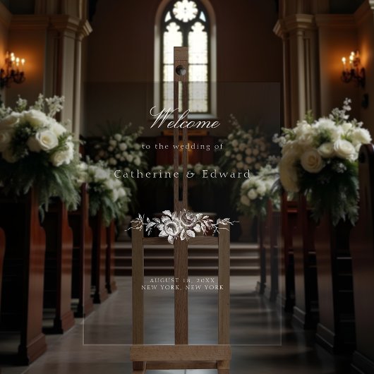 Elegante klassieke witte bloemen welkom acryl bord