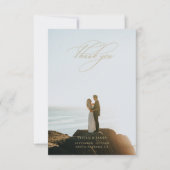 Elegante klassieke witte bruiloft paar foto bedankkaart (Voorkant)