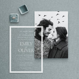 Elegante Klassieke Witte Frame Witte Overlay Bruil Acryl Uitnodigingen