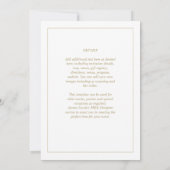 Elegante Klassieke Witte Goud MONOCHROME Trouw Inv Kaart (Achterkant)