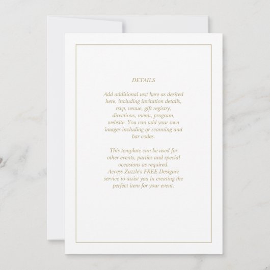 Elegante Klassieke Witte Goud MONOCHROME Trouw Inv Kaart (Achterkant)