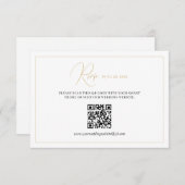 Elegante klassieke witte gouden bruiloft RSVP kaartje (Voorkant / Achterkant)