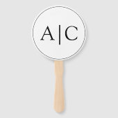Elegante klassieke witte monogram paar foto handwaaier (Voorkant)