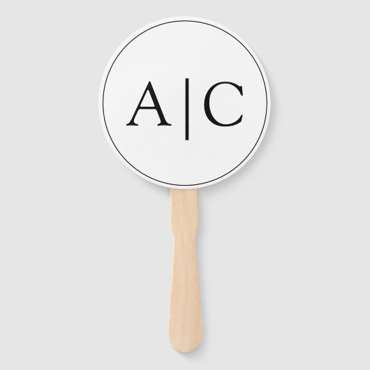 Elegante klassieke witte monogram paar foto handwaaier (Voorkant)