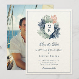 Elegante Klassieke Zee Crest Huwelijk Marine Save The Date
