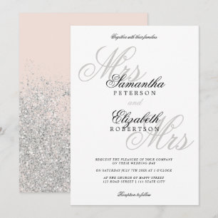 Elegante klassieke zilveren glitter lesbische brui kaart