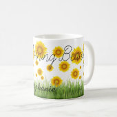 Elegante klassieke zonnebloem typografie koffiemok (Voorkant rechts)