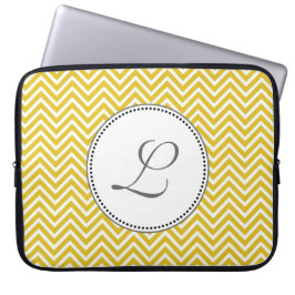 Elegante, klassieke zonnige gele chevron zigzag laptop sleeve