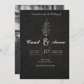 ELEGANTE KLASSIEKE ZWART-WIT BRUILOFT KAART (Voorkant / Achterkant)