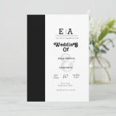 ELEGANTE KLASSIEKE ZWART-WIT BRUILOFT KAART (Staand voorkant)