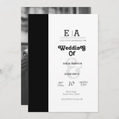 ELEGANTE KLASSIEKE ZWART-WIT BRUILOFT KAART (Voorkant / Achterkant)