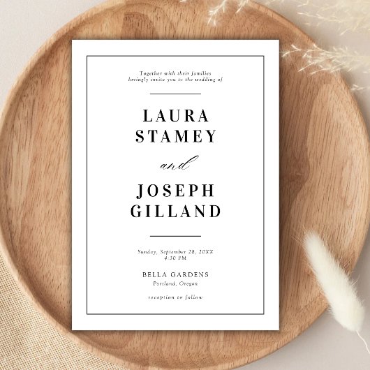 Elegante klassieke zwart-wit bruiloft kaart