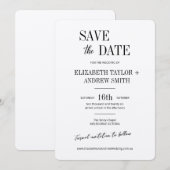 Elegante klassieke zwart-wit bruiloft save the dat date (Voorkant / Achterkant)