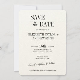 Elegante klassieke zwart-wit bruiloft save the dat date