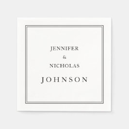 Elegante klassieke zwart-wit bruiloft servet