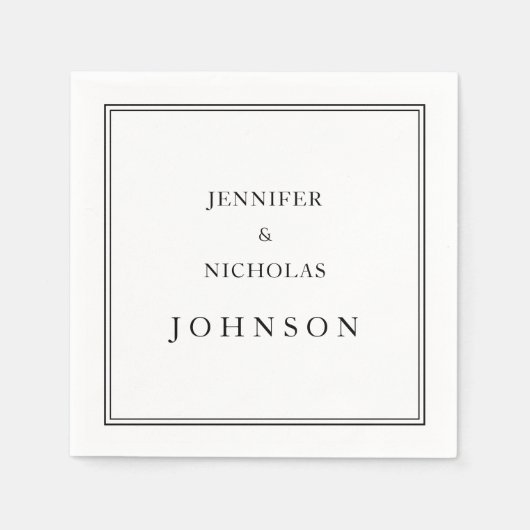 Elegante klassieke zwart-wit bruiloft servet (Voorkant)
