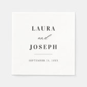 Elegante klassieke zwart-wit bruiloft servet (Voorkant)