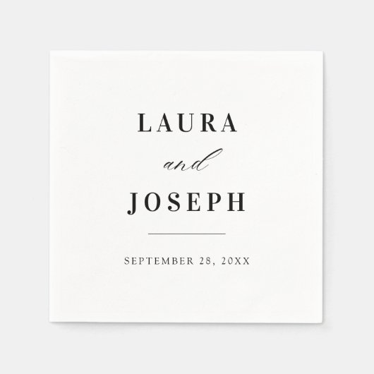 Elegante klassieke zwart-wit bruiloft servet (Voorkant)