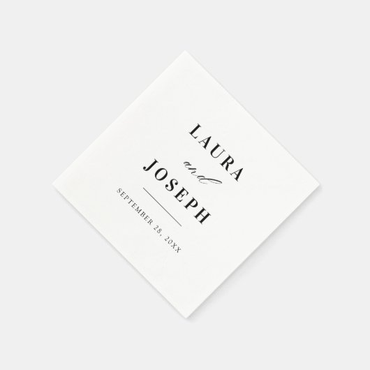 Elegante klassieke zwart-wit bruiloft servet (Hoek)