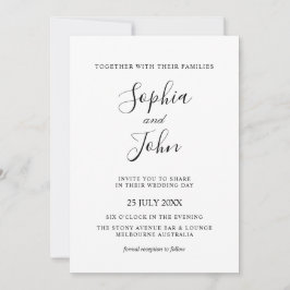 Elegante klassieke zwart-wit bruiloft uitnodiging