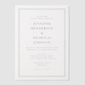 Elegante klassieke zwart-wit bruiloft vellum uitnodigingen (Voorkant)