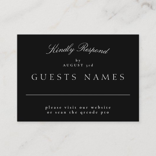 Elegante Klassieke Zwart & Wit Huwelijk QR CODE RS Notitiekaartje (Voorkant)