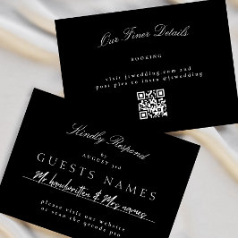 Elegante Klassieke Zwart & Wit Huwelijk QR CODE RS Notitiekaartje