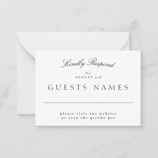 Elegante Klassieke Zwart & Wit Huwelijk QR CODE RS Notitiekaartje (Voorkant)