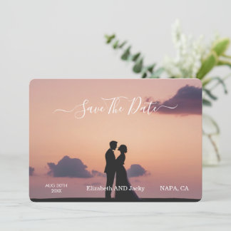 Elegante klassieke zwart-wit kalligrafie bruiloft save the date