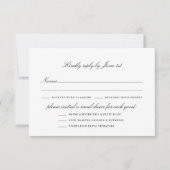 Elegante klassieke zwart-wit maaltijdopties RSVP kaartje (Voorkant)