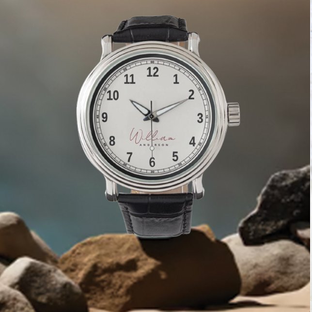 Elegante klassieke zwart-wit monogram horloge (Creator heeft geüpload)