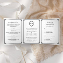 Elegante Klassieke Zwart-Wit Monogram Trouw