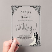 Elegante klassieke zwart-wit paar bruiloft acryl uitnodigingen (Insitu (Draagbaar))