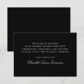 Elegante klassieke zwarte begrafenis sympathie dan kaart (Voorkant / Achterkant)