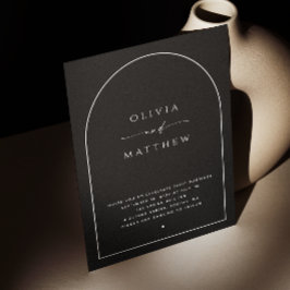 Elegante klassieke zwarte boog minimalistische bru kaart