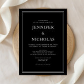 Elegante klassieke zwarte bruiloft kaart