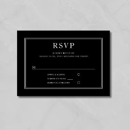 Elegante Klassieke Zwarte Bruiloft RSVP Kaartje