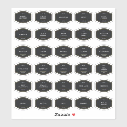 Elegante klassieke zwarte en gouden kruidenpot lab sticker (Vel)