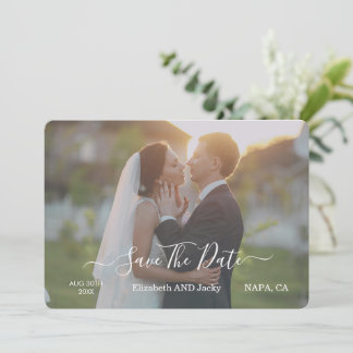 Elegante Klassieke Zwarte en Witte Kalligrafie Bru Save The Date